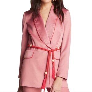 Choosy Women's Pink Satin Blazer (Matching Set)
